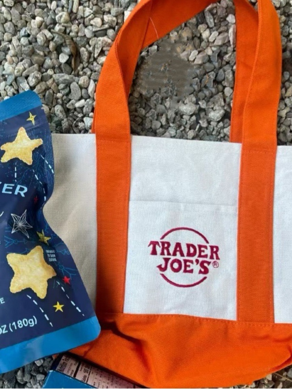 Trader Joe's Canvas Tote with Orange Straps